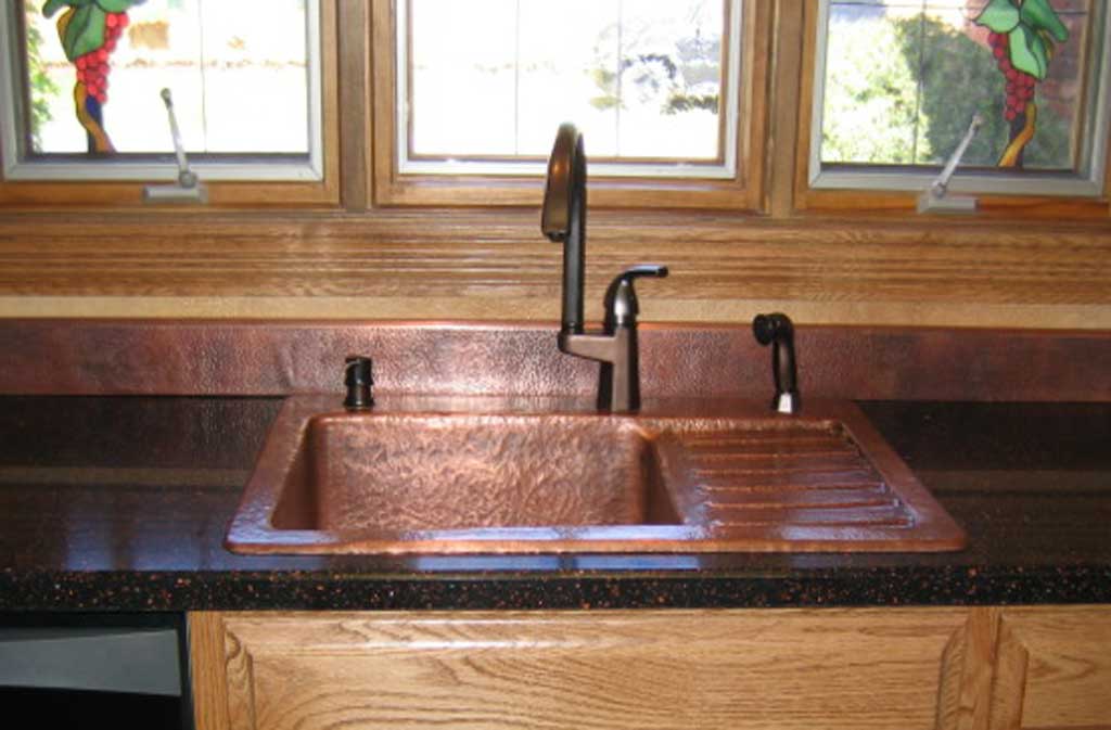 Mountain Rustic Copper Kitchen Drain Board sink