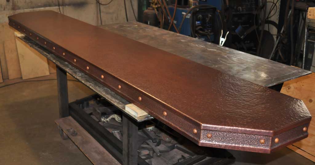 Copper Bar Top Inlayed Rivets