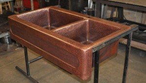copper sink farm front inlay