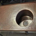 Antique Copper Hand Hammered Round Bar Sink Integrated Counter top 2