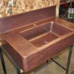 Copper Sink Sloped Sides in Counter Top