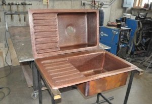 Drain Board Single Basin Copper Sink